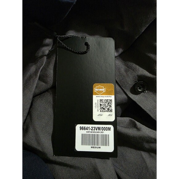 New HARLEY DAVIDSON Racing Colorblock Button Up Long Shirt Gray Navy Men’s M - Picture 4 of 4